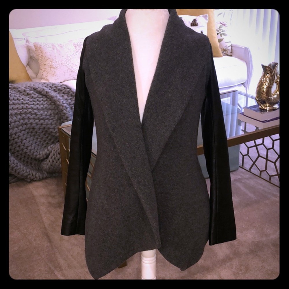 Theory lamb leather & cashmere wool coat